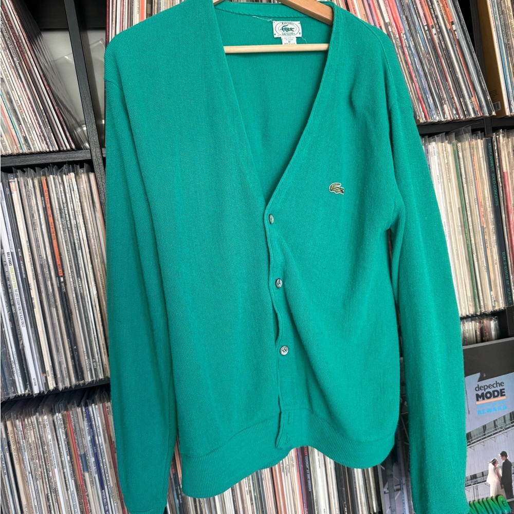 Izod Green Cardigan Sweater V-Neck Knit